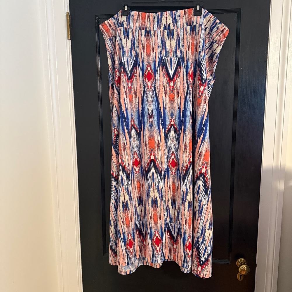 New Directions Ikat Print Stretchy Maxi Skirt